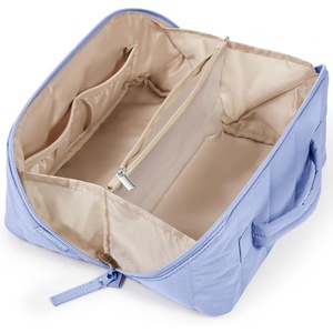 image:imageBAGSMART Travel Makeup Bag for Women Portable Waterresistant Cosmetic Case Puffy Padded Make Up Organizer Pouch Open Flat Toiletry Bag for Toiletries Brushes Pink13Lavender Purple