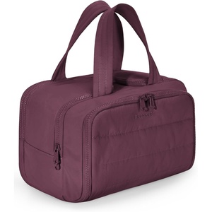 image:imageBAGSMART Travel Toiletry Bag Crush Toiletry Bag for Women Wideopen Puffy Toiletry Bags for Traveling Large Travel Cosmetic Makeup Bag Organizer for AccessoriesToiletrie BlueCherry Red