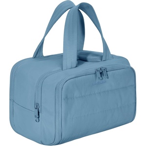 image:imageBAGSMART Travel Toiletry Bag Crush Toiletry Bag for Women Wideopen Puffy Toiletry Bags for Traveling Large Travel Cosmetic Makeup Bag Organizer for AccessoriesToiletrie BluehSteel Blue