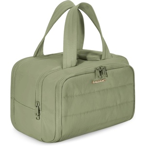 image:imageBAGSMART Travel Toiletry Bag Crush Toiletry Bag for Women Wideopen Puffy Toiletry Bags for Traveling Large Travel Cosmetic Makeup Bag Organizer for AccessoriesToiletrie BlueeArmy Green