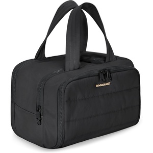 image:imageBAGSMART Travel Toiletry Bag Crush Toiletry Bag for Women Wideopen Puffy Toiletry Bags for Traveling Large Travel Cosmetic Makeup Bag Organizer for AccessoriesToiletrie BlueBlack
