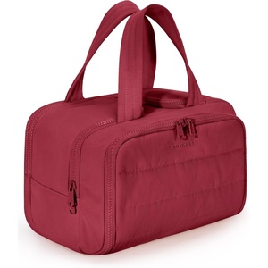 image:imageBAGSMART Travel Toiletry Bag Crush Toiletry Bag for Women Wideopen Puffy Toiletry Bags for Traveling Large Travel Cosmetic Makeup Bag Organizer for AccessoriesToiletrie BluegVintage Berry