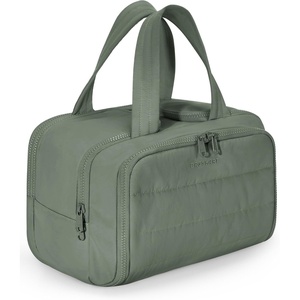 image:imageBAGSMART Travel Toiletry Bag Crush Toiletry Bag for Women Wideopen Puffy Toiletry Bags for Traveling Large Travel Cosmetic Makeup Bag Organizer for AccessoriesToiletrie BlueHaze Green