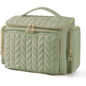 image:imageBAGSMART Travel Toiletry Bag Large Wideopen Travel Bag for Toiletries Makeup Cosmetic Travel Bag with HandleBlackGreen