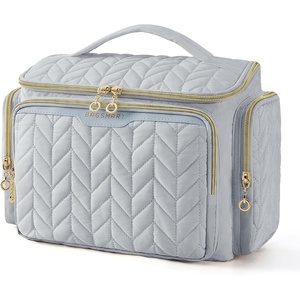 image:imageBAGSMART Travel Toiletry Bag Large Wideopen Travel Bag for Toiletries Makeup Cosmetic Travel Bag with HandleBlackGrey
