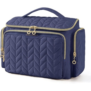 image:imageBAGSMART Travel Toiletry Bag Large Wideopen Travel Bag for Toiletries Makeup Cosmetic Travel Bag with HandleBlackNavy