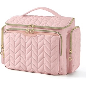 image:imageBAGSMART Travel Toiletry Bag Large Wideopen Travel Bag for Toiletries Makeup Cosmetic Travel Bag with HandleBlackPink