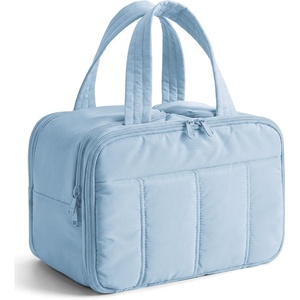 image:imageBAGSMART Travel Toiletry Bag Puffy Large Toiletry Bag for Women Lightweight Cosmetic Makeup Bag Organizer with Handle for Traveling Accessories Essentials Toiletries BlackLight Blue