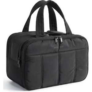 image:imageBAGSMART Travel Toiletry Bag Puffy Large Toiletry Bag for Women Lightweight Cosmetic Makeup Bag Organizer with Handle for Traveling Accessories Essentials Toiletries BlackBBlack