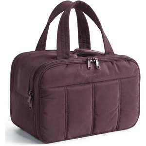 image:imageBAGSMART Travel Toiletry Bag Puffy Large Toiletry Bag for Women Lightweight Cosmetic Makeup Bag Organizer with Handle for Traveling Accessories Essentials Toiletries BlackBlack Purple