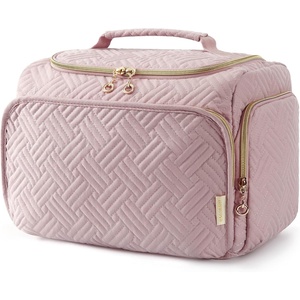 image:imageBAGSMART Travel Toiletry Bag for Women Cosmetic Bag Makeup Bag Organizer with Handle Travel Bag for Toiletries Travel Accessories Full Sized ContainerPink