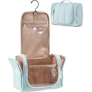 image:imageBAGSMART Travel Toiletry Bag for Women Puffy Hanging Toiletry Bag with Hook Waterresistant Toiletry Organizer for Full Sized Toiletries BlackBaby Blue