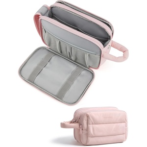 image:imageBAGSMART Travel Toiletry Bag for Women Wideopen Makeup Bag Organizer Puffy Make Up Case Large Capacity Cosmetic Organizer for Women for Travel Essentials Toiletries Accessories BottlesBlackLight Pink
