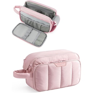 image:imageBAGSMART Travel Toiletry Bag for Women Wideopen Makeup Bag Organizer Puffy Make Up Case Large Capacity Cosmetic Organizer for Women for Travel Essentials Toiletries Accessories BottlesBlackPink