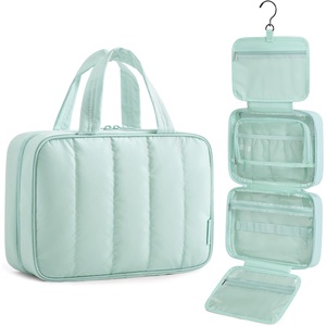 image:imageBAGSMART Travel Toiletry Bag for women Portable Hanging Hook Makeup Bag Organizer Waterproof Makeup Cosmetic Bag for FullSize Accessories Toiletries PinkBaby Blue