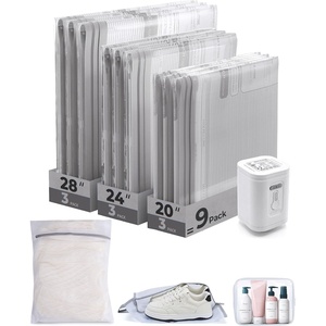 image:imageBAGSMART Travel Vacuum Bags with Rechargeable Electric Pump 18PC Kit  Wireless Pump Bonus Shoe Laundry amp Toiletry Bags Reclaim 80 luggage space Ideal for suitcase packing travel amp homeGray