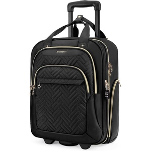 image:imageBAGSMART Underseat Carry On Luggage Airline approved16inch Small Underseater Softside Travel Suitcase with Wheels Lightweight Overnight Rolling Carryon Luggage for Women Men WeekenderBlackBlack