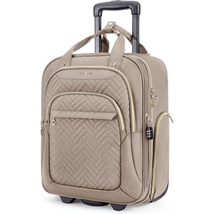 image:imageBAGSMART Underseat Carry On Luggage Airline approved16inch Small Underseater Softside Travel Suitcase with Wheels Lightweight Overnight Rolling Carryon Luggage for Women Men WeekenderBlackBrown