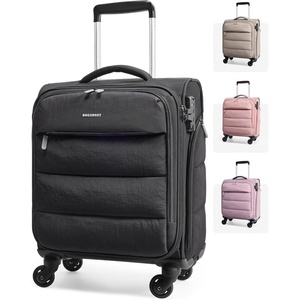 image:imageBAGSMART Underseat Carry on Luggage with Wheels Soft Small Travel Luggage with PVC WetDry Pockets Lightweight Soft Personal Item Suitcase for Short TripCamerBlack