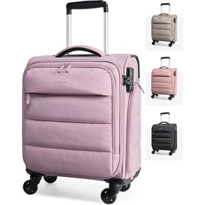image:imageBAGSMART Underseat Carry on Luggage with Wheels Soft Small Travel Luggage with PVC WetDry Pockets Lightweight Soft Personal Item Suitcase for Short TripCamerPurple