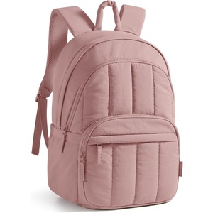 image:imageBAGSMART Womens Backpack Travel Laptop Backpack for Women Quilted College Laptop Bookbag Work Back Pack for Women Cute Computer WaterResistant Casual Daypack Puffer Black11dark Pink