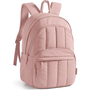 image:imageBAGSMART Womens Backpack Travel Laptop Backpack for Women Quilted College Laptop Bookbag Work Back Pack for Women Cute Computer WaterResistant Casual Daypack Puffer Black13pink