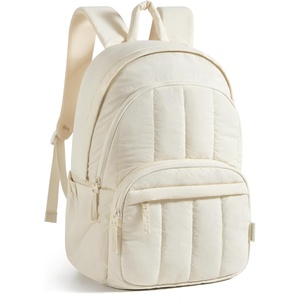 image:imageBAGSMART Womens Backpack Travel Laptop Backpack for Women Quilted College Laptop Bookbag Work Back Pack for Women Cute Computer WaterResistant Casual Daypack Puffer Black07beige