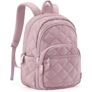 image:imageBAGSMART Womens Backpack Travel Laptop Backpack for Women Quilted College Laptop Bookbag Work Back Pack for Women Cute Computer WaterResistant Casual Daypack Puffer Black10rose Purple