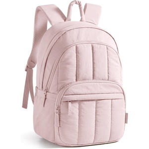 image:imageBAGSMART Womens Backpack Travel Laptop Backpack for Women Quilted College Laptop Bookbag Work Back Pack for Women Cute Computer WaterResistant Casual Daypack Puffer Black05soft Pink