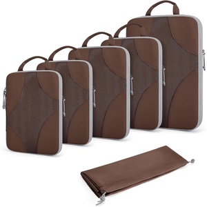 image:imageBagsmart Compression Packing Cubes Travel Bag Cruise Ship Essentials  Lightweight Compressible Suitcase Organizer Set fit Standard CarryOn amp Checked Luggage 6 Set 14 Set Washable Packing Bags03Mocha Brown