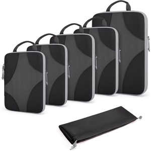 image:imageBagsmart Compression Packing Cubes Travel Bag Cruise Ship Essentials  Lightweight Compressible Suitcase Organizer Set fit Standard CarryOn amp Checked Luggage 6 Set 14 Set Washable Packing BagsBlack