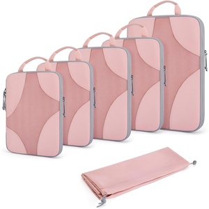 image:imageBagsmart Compression Packing Cubes Travel Bag Cruise Ship Essentials  Lightweight Compressible Suitcase Organizer Set fit Standard CarryOn amp Checked Luggage 6 Set 14 Set Washable Packing BagsBaby Pink