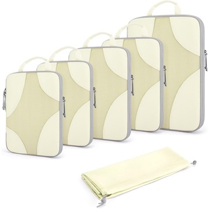 image:imageBagsmart Compression Packing Cubes Travel Bag Cruise Ship Essentials  Lightweight Compressible Suitcase Organizer Set fit Standard CarryOn amp Checked Luggage 6 Set 14 Set Washable Packing BagsBeige