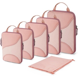 image:imageBagsmart Compression Packing Cubes Travel Bag Cruise Ship Essentials  Lightweight Compressible Suitcase Organizer Set fit Standard CarryOn amp Checked Luggage 6 Set 14 Set Washable Packing BagsDark Pink