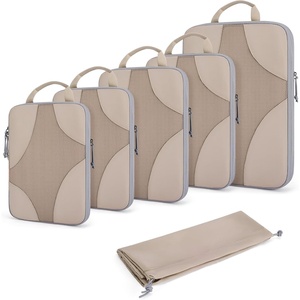 image:imageBagsmart Compression Packing Cubes Travel Bag Cruise Ship Essentials  Lightweight Compressible Suitcase Organizer Set fit Standard CarryOn amp Checked Luggage 6 Set 14 Set Washable Packing Bags02Latte Brown