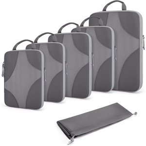 image:imageBagsmart Compression Packing Cubes Travel Bag Cruise Ship Essentials  Lightweight Compressible Suitcase Organizer Set fit Standard CarryOn amp Checked Luggage 6 Set 14 Set Washable Packing BagsGrey