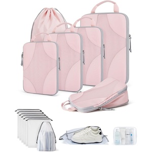 image:imageBagsmart Compression Packing Cubes Travel Bag Cruise Ship Essentials  Lightweight Compressible Suitcase Organizer Set fit Standard CarryOn amp Checked Luggage 6 Set 14 Set Washable Packing Bags02Baby Pink