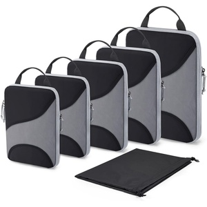 image:imageBagsmart Compression Packing Cubes Travel Bag Cruise Ship Essentials  Lightweight Compressible Suitcase Organizer Set fit Standard CarryOn amp Checked Luggage 6 Set 14 Set Washable Packing BagsJet Black