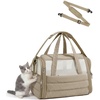 image:imageBAGSMART Cat Carrier SoftSided Pet Carrier for Small Medium Cats Dogs Puppy Quilted Collapsible Puffy Travel Bag Up to 20 Lbs PinkBrown
