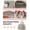 image:imageBAGSMART Gym Bag for Women Carry on Weekender Overnight Bag Travel Duffel Bags with Trolley Sleeve Personal Item Travel Bag Tote Bag Workout Dance BagBlackMediumBeige