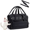 image:imageBAGSMART Cat Carrier SoftSided Pet Carrier for Small Medium Cats Dogs Puppy Quilted Collapsible Puffy Travel Bag Up to 20 Lbs PinkBlack
