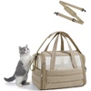 image:imageBAGSMART Cat Carrier SoftSided Pet Carrier for Small Medium Cats Dogs Puppy Quilted Collapsible Puffy Travel Bag Up to 20 Lbs PinkBrown