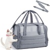 image:imageBAGSMART Cat Carrier SoftSided Pet Carrier for Small Medium Cats Dogs Puppy Quilted Collapsible Puffy Travel Bag Up to 20 Lbs PinkDark Grey