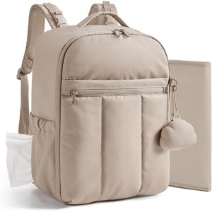 image:imageBAGSMART Baby Diaper Bag Backpack Lightweight Puffy Diaper Bag with Insulated Pocketsamp Pacifier Case Travel Stroller Straps with Waterproof Changing Pad BlackCamel