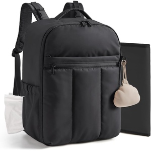 image:imageBAGSMART Baby Diaper Bag Backpack Lightweight Puffy Diaper Bag with Insulated Pocketsamp Pacifier Case Travel Stroller Straps with Waterproof Changing Pad BlackBlack