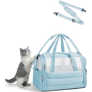 image:imageBAGSMART Cat Carrier SoftSided Pet Carrier for Small Medium Cats Dogs Puppy Quilted Collapsible Puffy Travel Bag Up to 20 Lbs PinkBaby Blue
