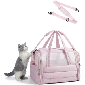 image:imageBAGSMART Cat Carrier SoftSided Pet Carrier for Small Medium Cats Dogs Puppy Quilted Collapsible Puffy Travel Bag Up to 20 Lbs PinkBaby Pink