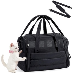 image:imageBAGSMART Cat Carrier SoftSided Pet Carrier for Small Medium Cats Dogs Puppy Quilted Collapsible Puffy Travel Bag Up to 20 Lbs PinkBlack