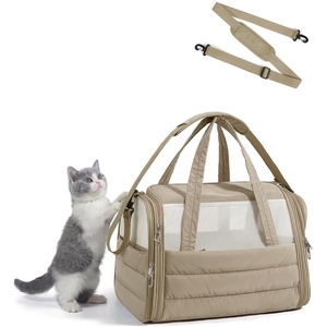 image:imageBAGSMART Cat Carrier SoftSided Pet Carrier for Small Medium Cats Dogs Puppy Quilted Collapsible Puffy Travel Bag Up to 20 Lbs PinkBrown