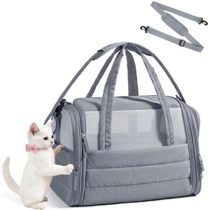 image:imageBAGSMART Cat Carrier SoftSided Pet Carrier for Small Medium Cats Dogs Puppy Quilted Collapsible Puffy Travel Bag Up to 20 Lbs PinkDark Grey